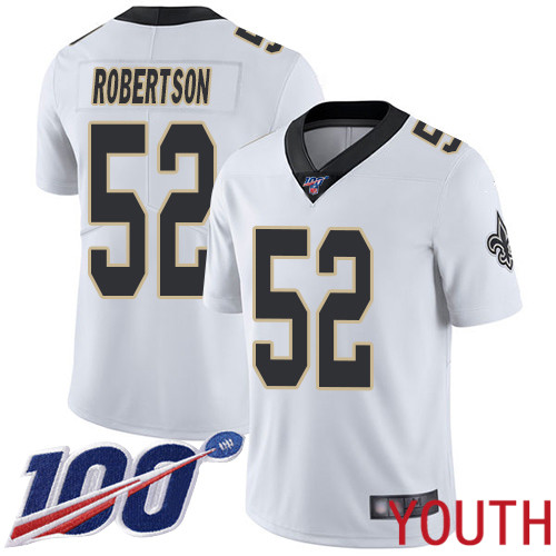 New Orleans Saints Limited White Youth Craig Robertson Road Jersey NFL Football 52 100th Season Vapor Untouchable Jersey